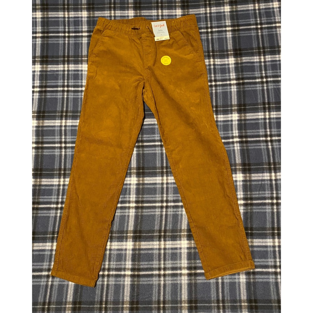 Cat &‎ Jack Boys Gingerbread Brown Corduroy Jogger Pants Reinforced Knee Size 16